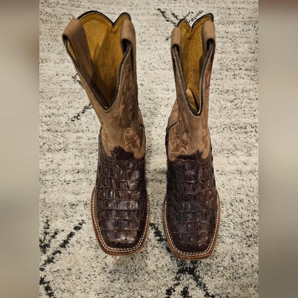 ANDERSON BEAN BOYS' NILE CROC PRINT WESTERN BOOTS - SQUARE TOE size 3